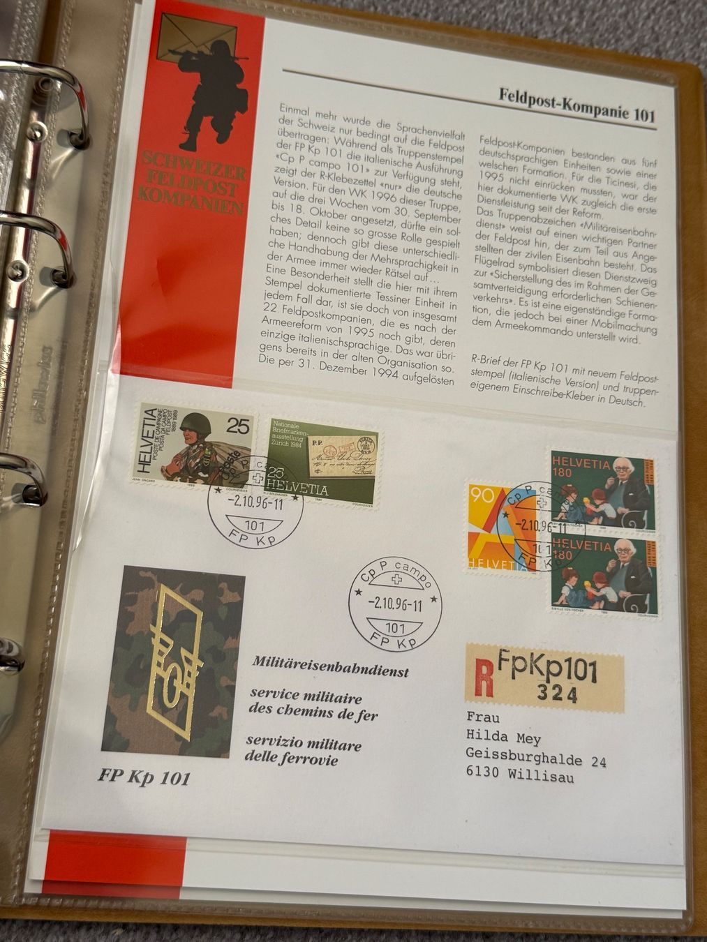 Tutti i francobolli: Sammelordner: Feldpost-Kompanien - Schweizer Armee – Usato da Brütten venduto da Hst1 3