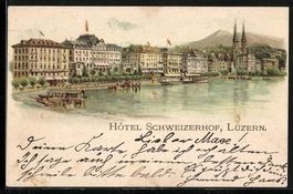 Litho Luzern, Hotel Schweizerhof mit Sal