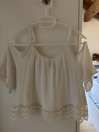 Sommerliches H&M Divided Top, Gr. 38, weiss, mit Spitze