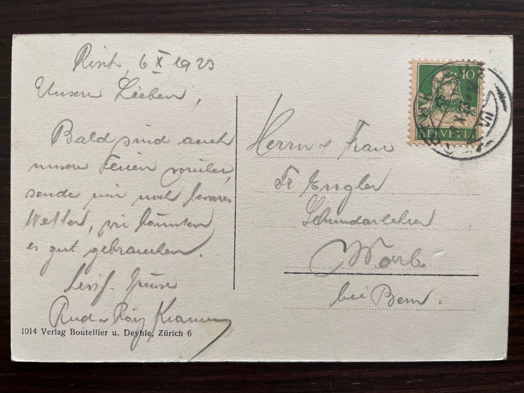 Cartoline postali: RISCH am Zugersee, Kurhaus Waldheim, 2 Ansichtskarten – Usato da Wald ZH venduto da TLILEF 2