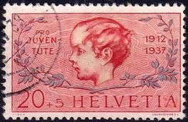 1937, Pro Juventute Nr. J83 Ret. Abart gest., fehlerfrei.