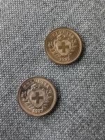 2x Schweizer 1 Rappen Münzen, Jahrgang 1931 & 1937