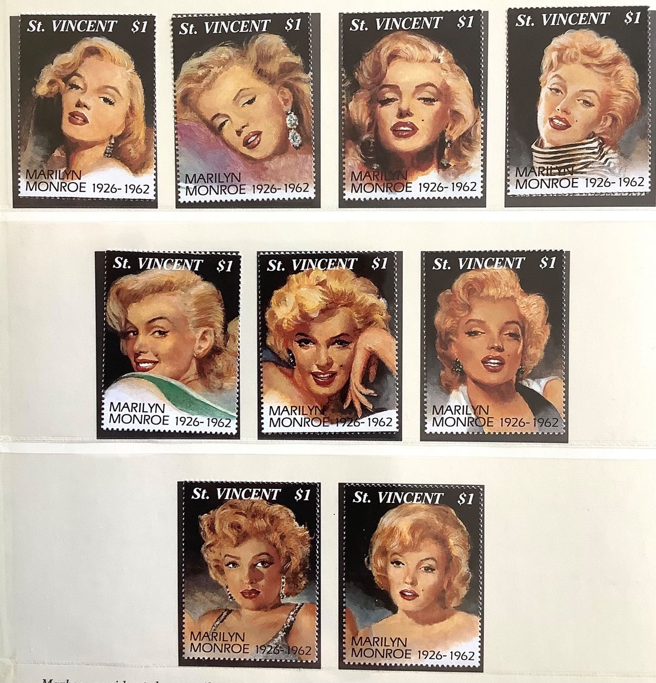 Alle Briefmarken: 1995 ST. Vincent   ** Marilyn Monroe – Neu (gemäss Beschreibung) aus Liestal von Skunk02