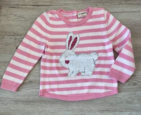 TOP - Gr 98 "Oster" Häschen Pullover Wende-Pailletten
