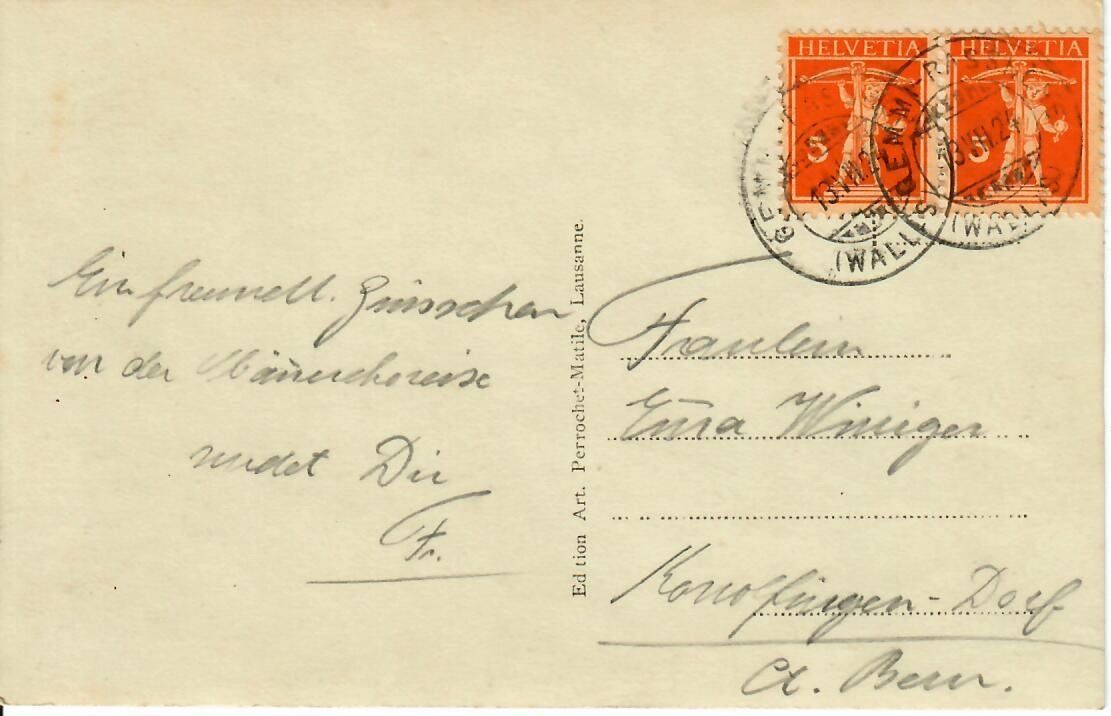 Ansichtskarten: Gemmipass 1924 – Gebraucht aus Hochdorf von Ziegel-16 1
