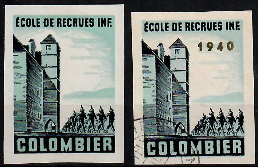 Colombier, geschnitten, hellblau, mit Vergleichsmarke, 1