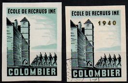 Colombier, geschnitten, hellblau, mit Vergleichsmarke,
