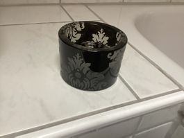 PartyLite Teelichthalter, schwarz, mit Muster, neuwertig