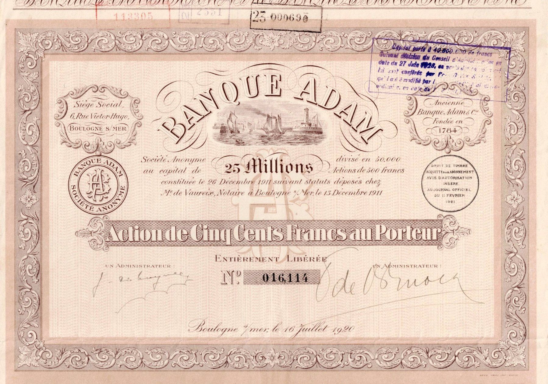 Dokumente: Banque Adam SA – Gebraucht aus Ittigen von hiwepa