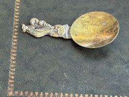 antiker Tea Caddy Spoon Tee Messlöffel Messing Hahn 9cm