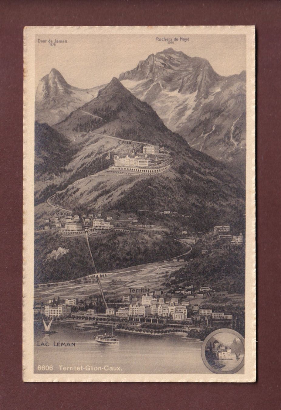 Cartoline postali: TERRITET - GLION - CAUX – Usato da Pully venduto da nicecards-shop