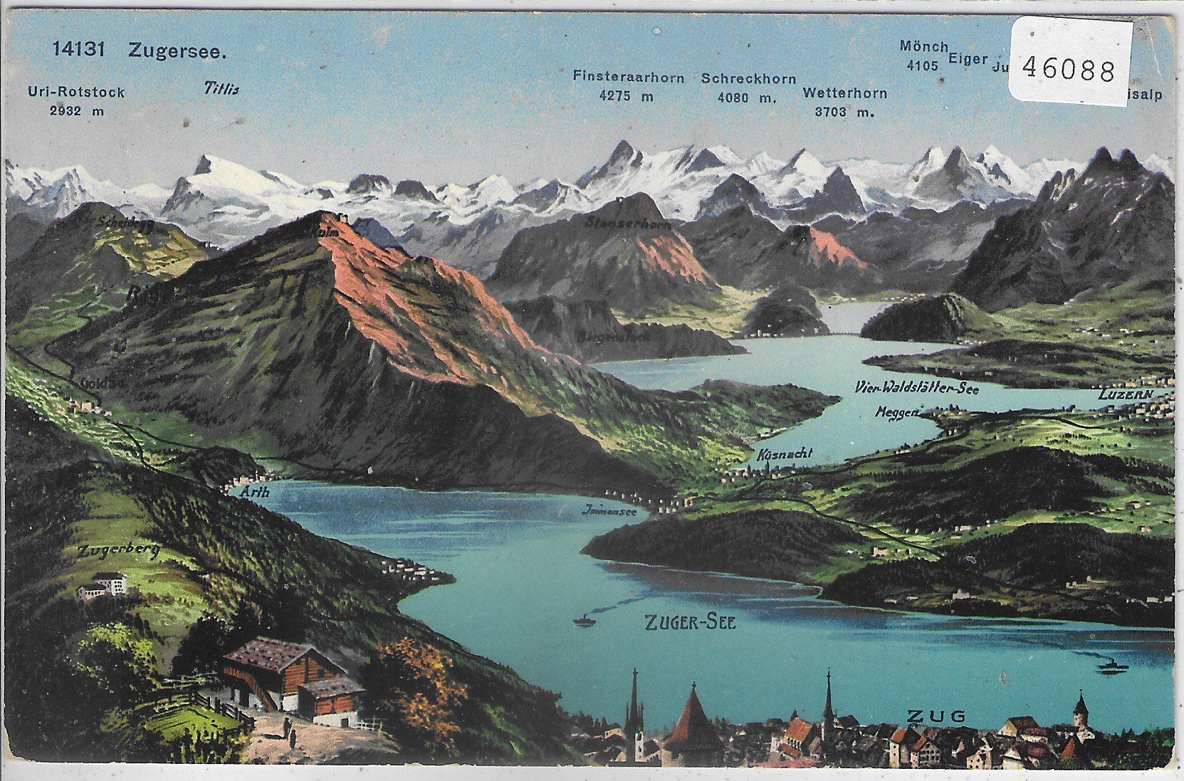 Cartoline postali: Zugersee - mit Zug - Litho – Usato da Ettingen venduto da Kartenplanet