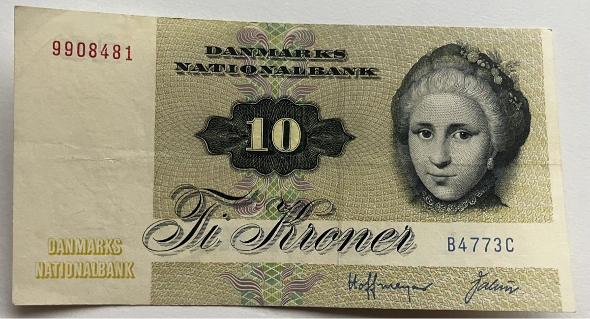 Banknoten: 10 Kronen Dänemark 1977, xf+ – Neu (gemäss Beschreibung) aus Algetshausen von Carrhard