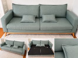Divano letto tessuto verde chiaro 3 posti usato