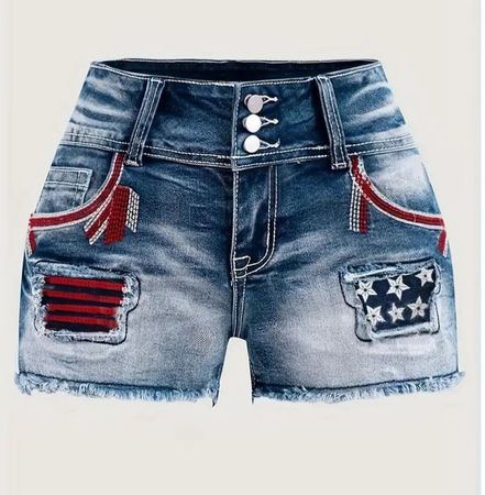 Neu! Stretchy Jeans Shorts mit Stickerei, Gr. S