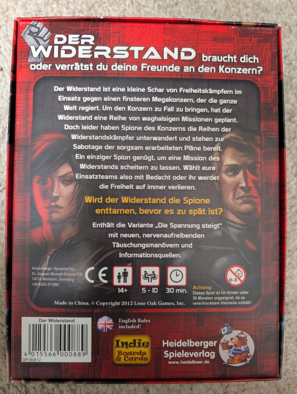 Spiele: Brettspiel Der Widerstand – Gebraucht aus Oberwil-Lieli von stefim 1