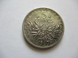 France - 5 francs 1960 - argent 0.835