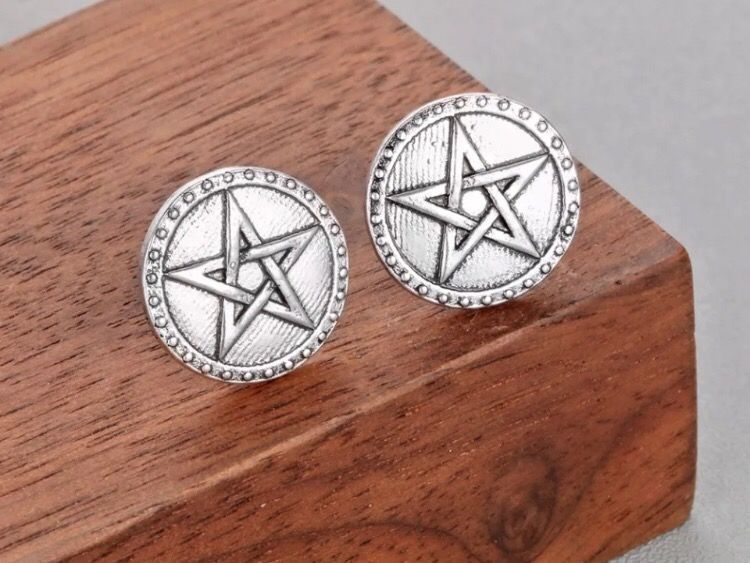 Boucles d'oreille: Ohrstecker  mit Pentagramm – Neuf (Voir description) à Gams par Mariawicca 1
