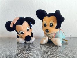 2 80er Jahre Vintage Baby Mickey Mouse Plüsch Figuren