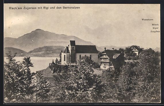 Cartoline postali: Risch am Zugersee, Teilansicht mit Rigi  – Usato da Berlin venduto da bartko-reher