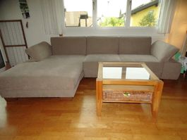 Ecksofa beige Stoff Wohnzimmer Lounge Sofa guter Zustand
