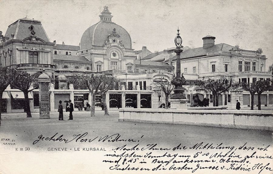 Cartoline postali: Genève, le Kursaal, animée, circulée 1904 – Usato da Frauenfeld venduto da POML