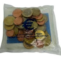 Versiegelter offizieller Beutel zur Euro-Einführung 2002