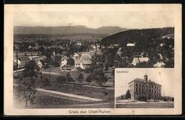 Ober-Muhen, Schulhaus, Ortsansicht mit B