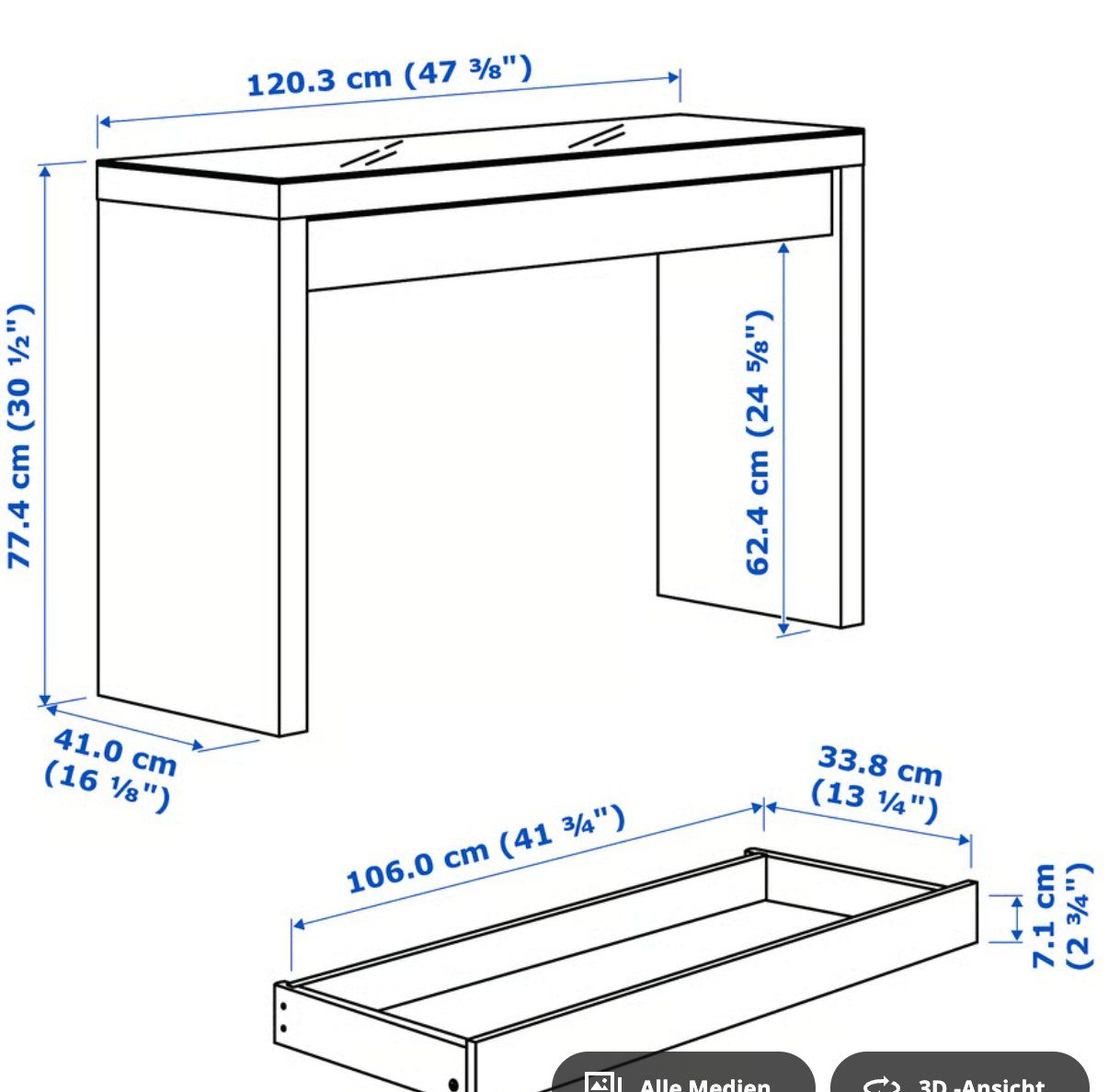 Ikea Tavoli da trucco: Frisiertisch IKEA MALM – Usato da Zürich venduto da luc_8wll 3