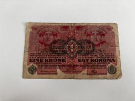 Banknote 1 Krone Österreich-Ungarn 1918 guter Zustand