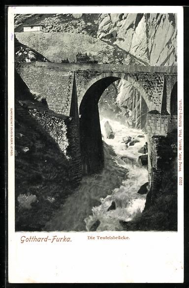 Cartoline postali: Gotthard-Furka, Teufelsbrücke mit Kutsc – Usato da Berlin venduto da bartko-reher