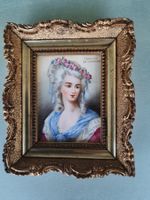 Antike - Miniatur mit Haarpinsel Oelbild auf Porzellan,