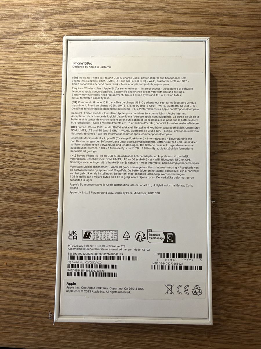 Apple Telefoni cellulari / Smartphones: iPhone 15 Pro 1TB BLUE – Usato da Zürich venduto da vma17 7