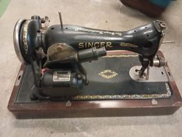 Antike Singer Nähmaschine mit Motor, Vintage Deko!