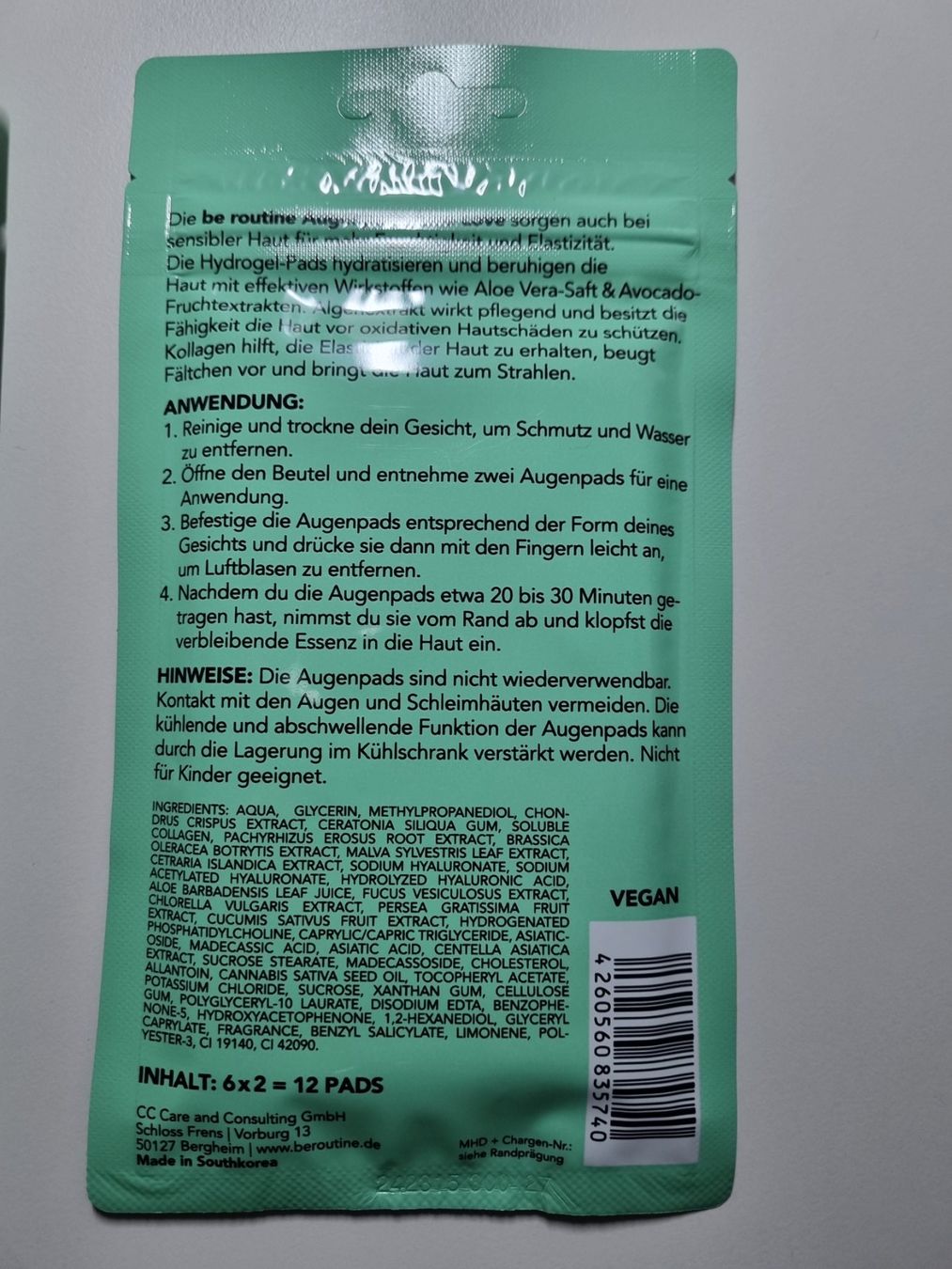 Cura del viso: 2 Pack Augen-Pads Aloe-Vera OVP – Nuovo e nell'imballaggio originale da Zofingen venduto da Felpa 1