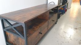 Sideboard mit 2 Schubladen Holzoptik schwarzes Metallgestell