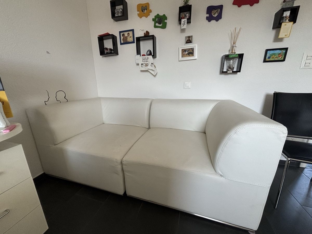 Sofas: 3-teilige Echtleder-Sofagarnitur in Cremeweiss – Gebraucht aus Menziken von jul.kl 1