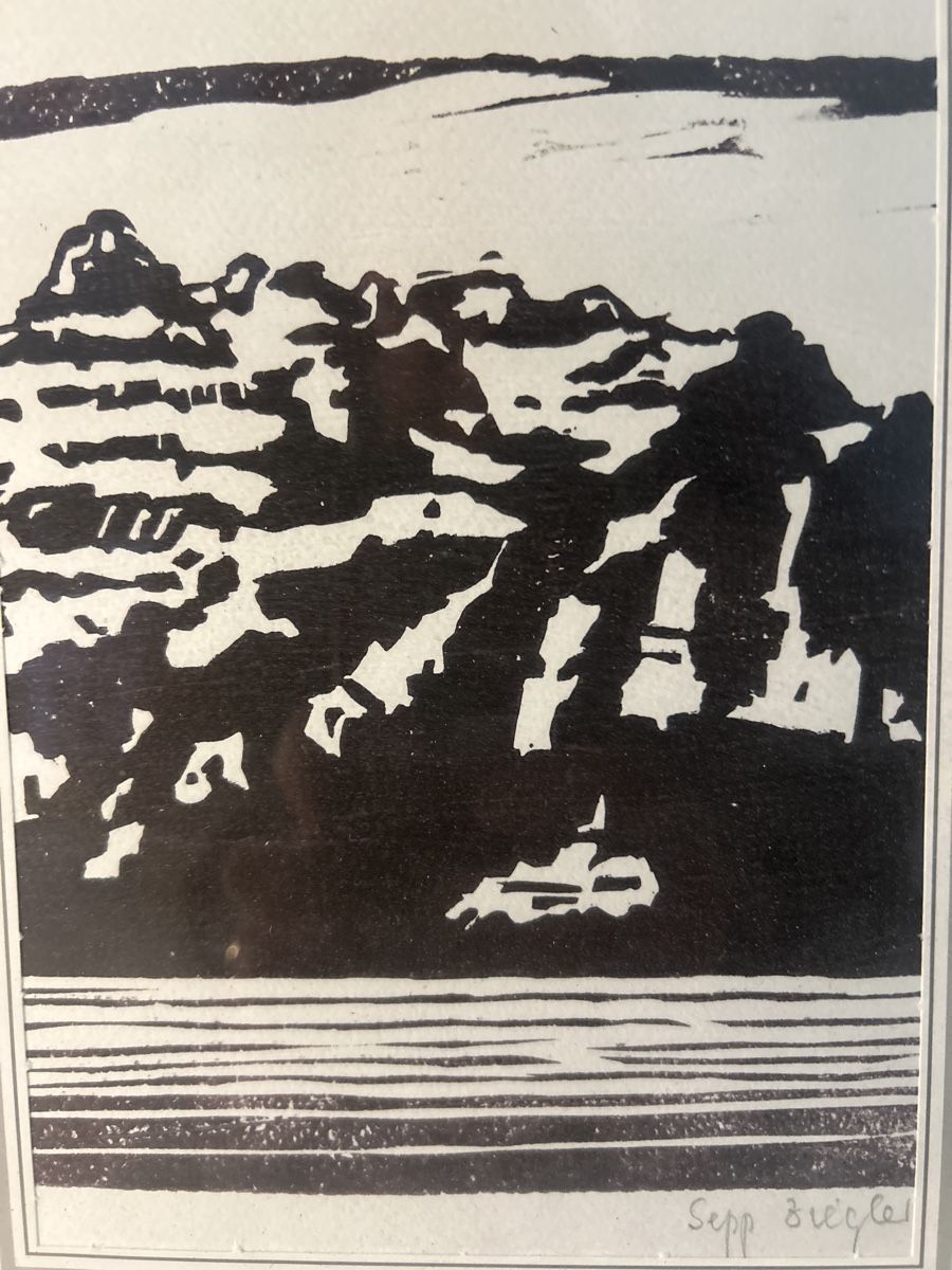 Xilografie: Sepp Ziegler  Holzschnitt gerahmt – Usato da Glarus venduto da KunstWerkEr-LS87 2