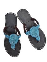 Handgemachte Leder-Sandalen - Türkis 38