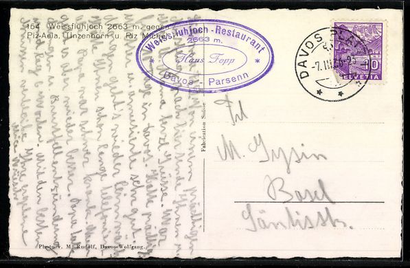 Cartoline postali: Davos-Parsenn, Weissfluhjoch, Restaurant – Usato da Berlin venduto da bartko-reher 1