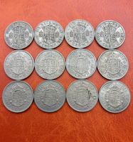 Lot de 12 pièces Half Crown Grande-Bretagne 1947-1967