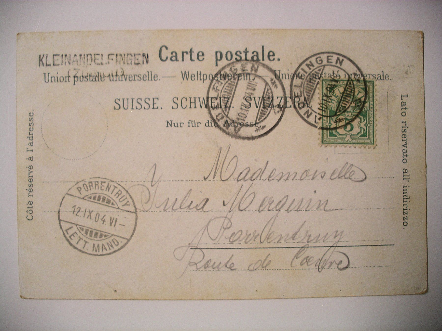 Cartoline postali: s/wLithoAK KLEINANDELFINGEN mit BahnSTempel – Usato da Oberhofen am Thunersee venduto da luuping99 1