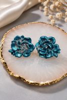 Ohrstecker Blumen Design blau glitzernd neuwertig
