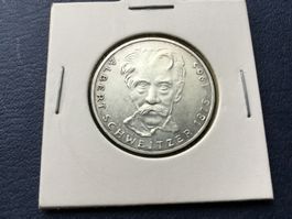 5 DM Silbermünze  Albert Schweitzer 1975 VZ ++