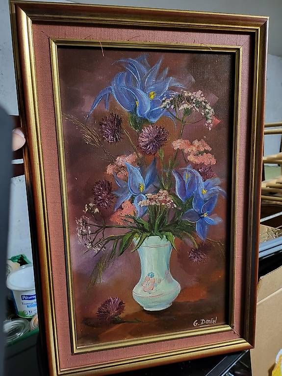 Tableaux: Tableau "Iris bleue" signé G. Daniel – D'occasion à Lausanne par ber_qk5j