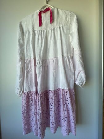 Kleid Yippie Hippie weiss rosa gestuft guter Zustand