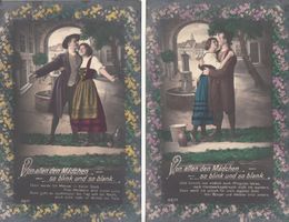 Kitschkarte "Von allen Mädchen..." 2 Stück ca. 1920