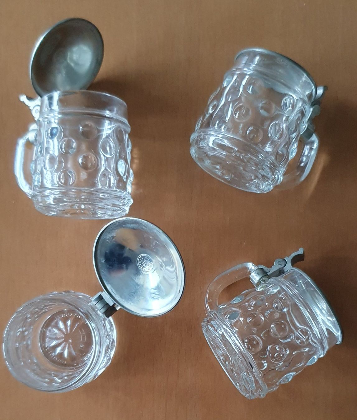 Bicchieri: 4 Original BMF Schnapskrügerl mit Zinndeckel – Usato da Kreuzlingen venduto da Rschweiz1 2