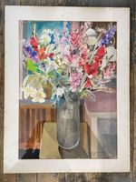 Aquarell Grosser Blumenstrauss - original signiert 1966