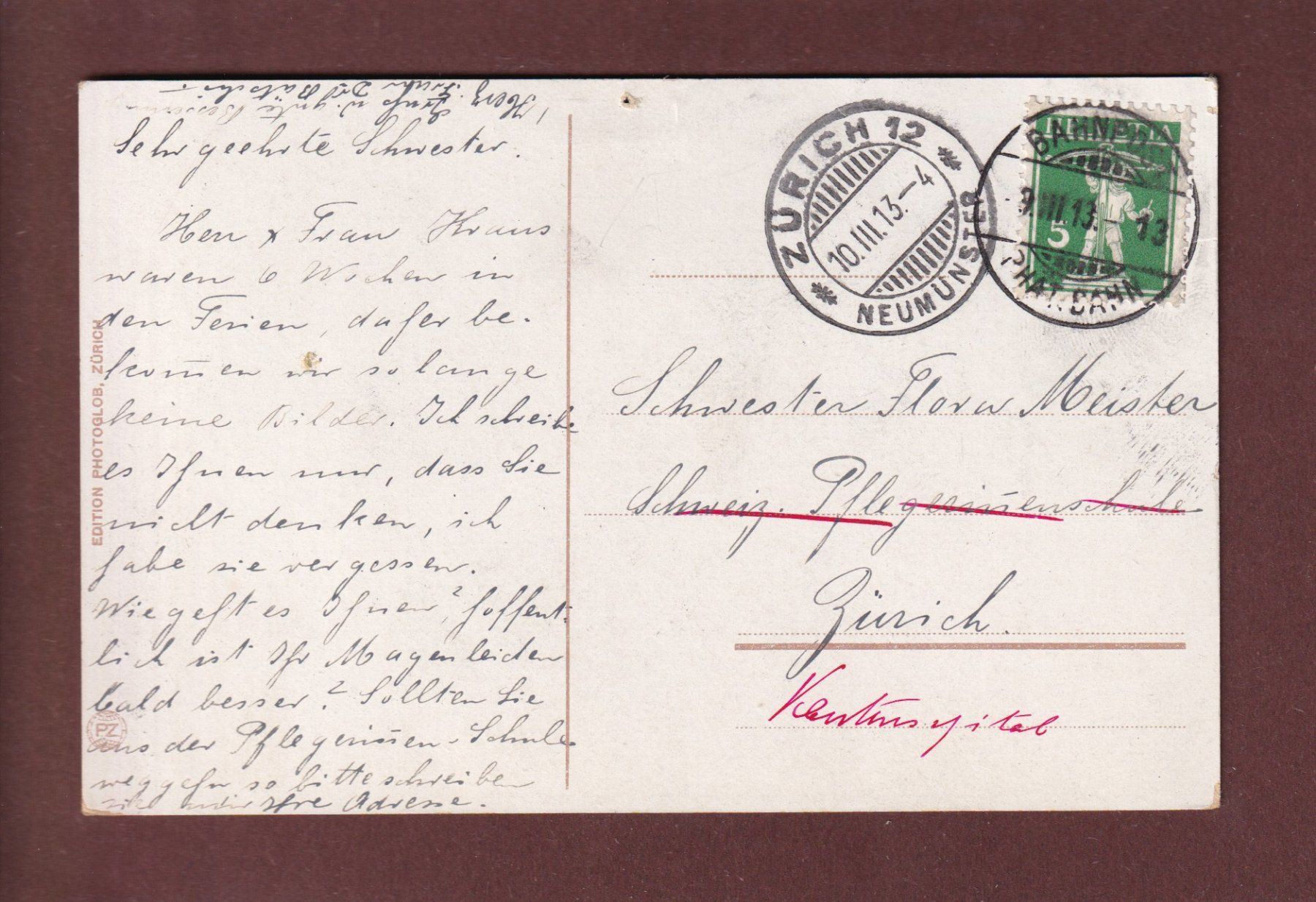 Cartoline postali: DAVOS-PLATZ vom untern Waldweg - 1913 // Loch // – Usato da Pully venduto da nicecards 1